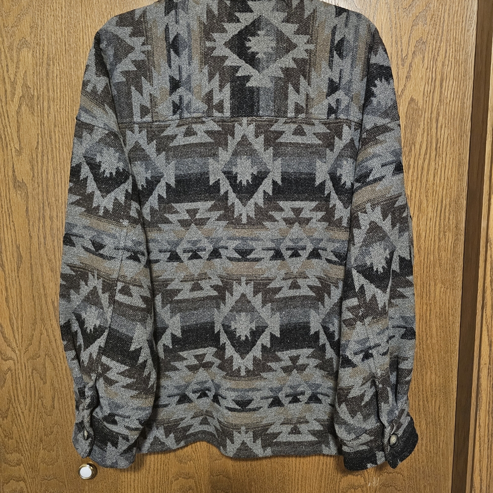 Women's Patterned Botique Jacket Shacket Wool Ble… - image 4